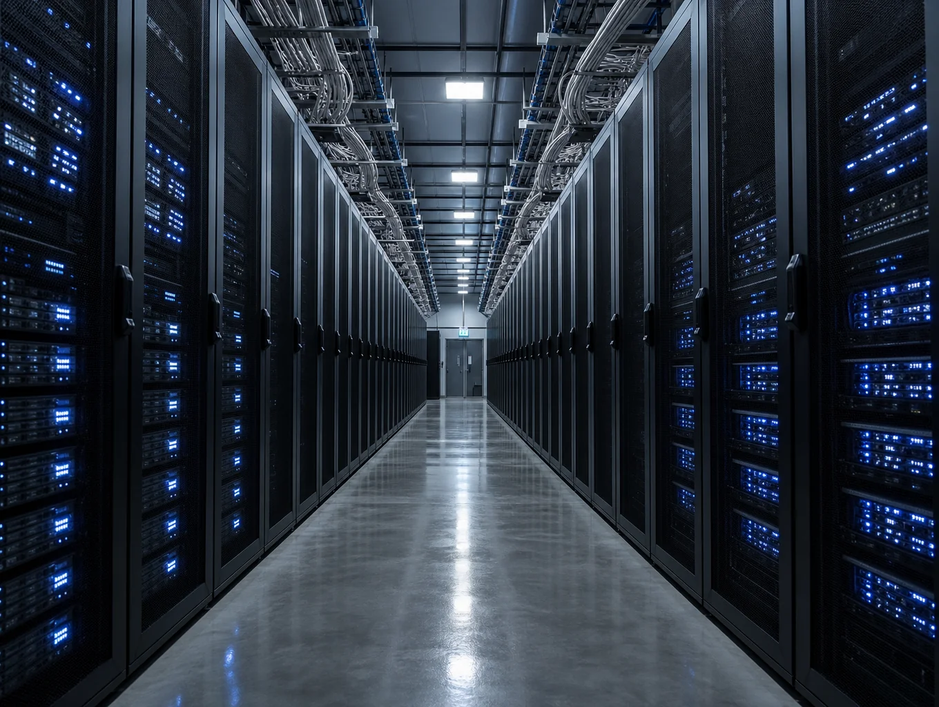 Advanced high-density modular server hall inside modern data center