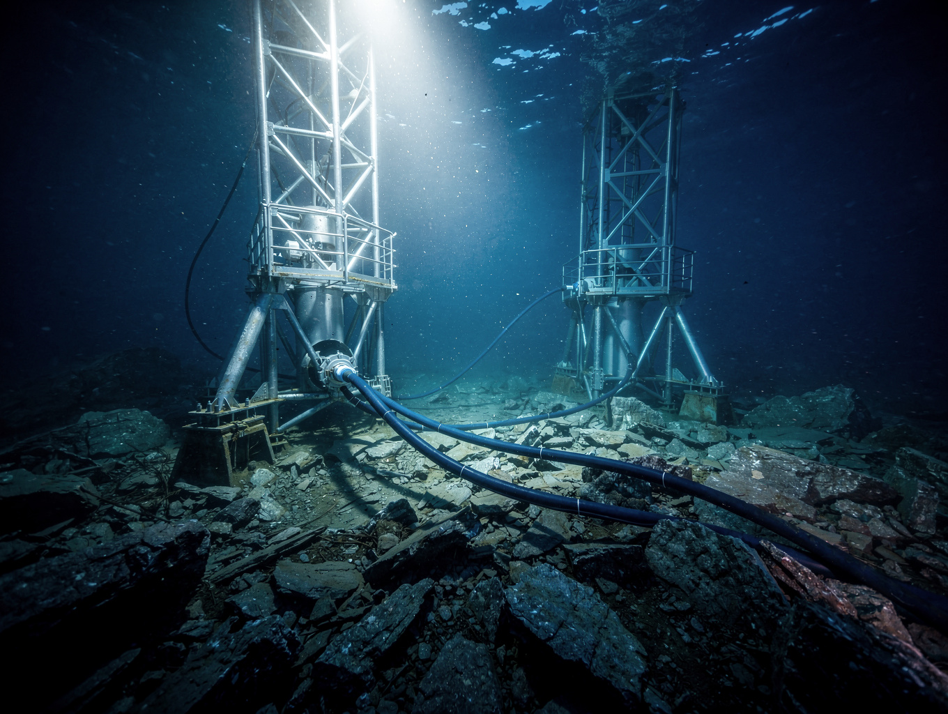 Subsea high-voltage power transmission cables and terminal station
